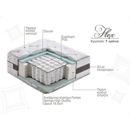 Στρώμα Ύπνου Διπλό Ανατομικό Linea Strom FLEX 181 - 190 cm (Πλάτος) Στρώμα Ύπνου Διπλό Ανατομικό Linea Strom FLEX 181 - 190 cm (Πλάτος)