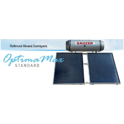 Gauzer Optima Max Standard Ηλιακός Θερμοσίφωνας 160 λίτρων Glass Διπλής Ενέργειας με 2.1τ.μ. Συλλέκτη