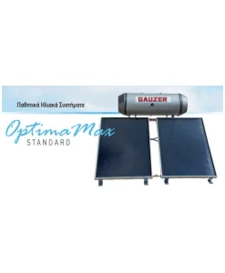 Gauzer Optima Max Standard Ηλιακός Θερμοσίφωνας 160 λίτρων Glass Διπλής Ενέργειας με 2.4τ.μ. Συλλέκτη