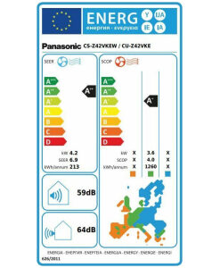 Panasonic Etherea CS-Z42VKEW/CU-Z42VKE Κλιματιστικό Inverter 14000 BTU A++/A+ με WiFi