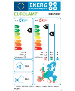 Eurolamp Zephyrus 300-28009 Κλιματιστικό Inverter 12000 BTU A++/A+ με Ιονιστή
