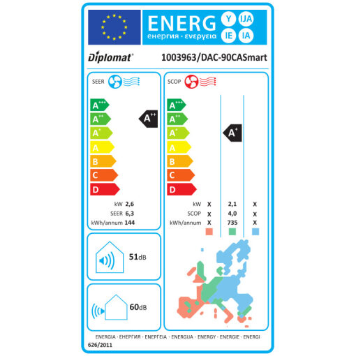 Diplomat DAC-90CA Smart Κλιματιστικό Inverter 9000 BTU A++/A+ με WiFi