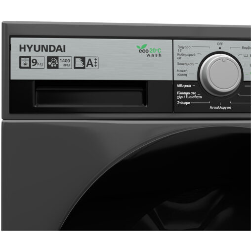 Hyundai HWM19-1409D/F4-DX Πλυντήριο Ρούχων 9kg 1400 Στροφών Γκρι