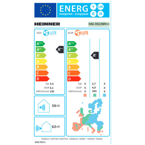 Heinner HAC-HS12WH++ Κλιματιστικό Inverter 12000 BTU A++/A+