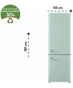 Morris MRS-31252LG Retro Ψυγειοκαταψύκτης 244lt Υ181xΠ55xΒ61.5εκ. Πράσινος