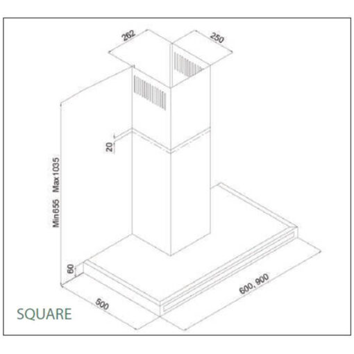 Davoline Square 060 IX Απορροφητήρας Καμινάδα 60cm Inox