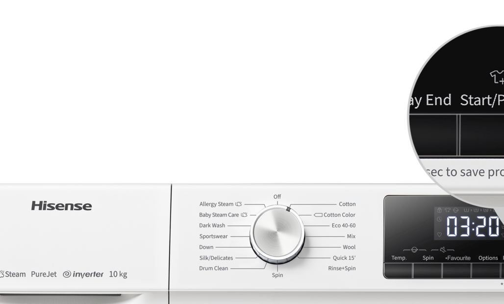 Hisense WFQY1014EVJM Πλυντήριο Ρούχων 10kg με Ατμό 1400 Στροφών