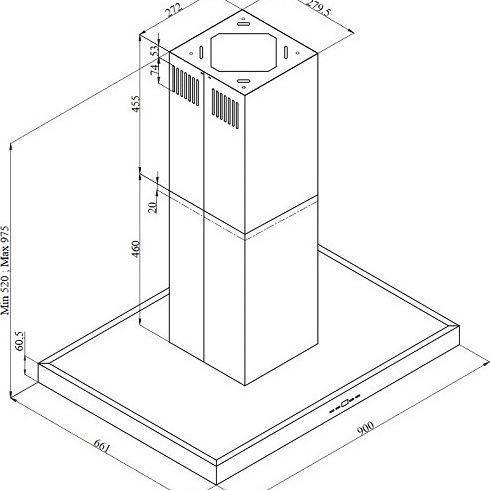 Davoline Tau Island Απορροφητήρας Νησίδα 90cm Inox