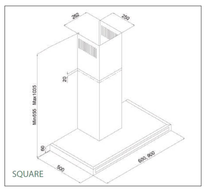 Davoline Square 060 IX Απορροφητήρας Καμινάδα 60cm Inox