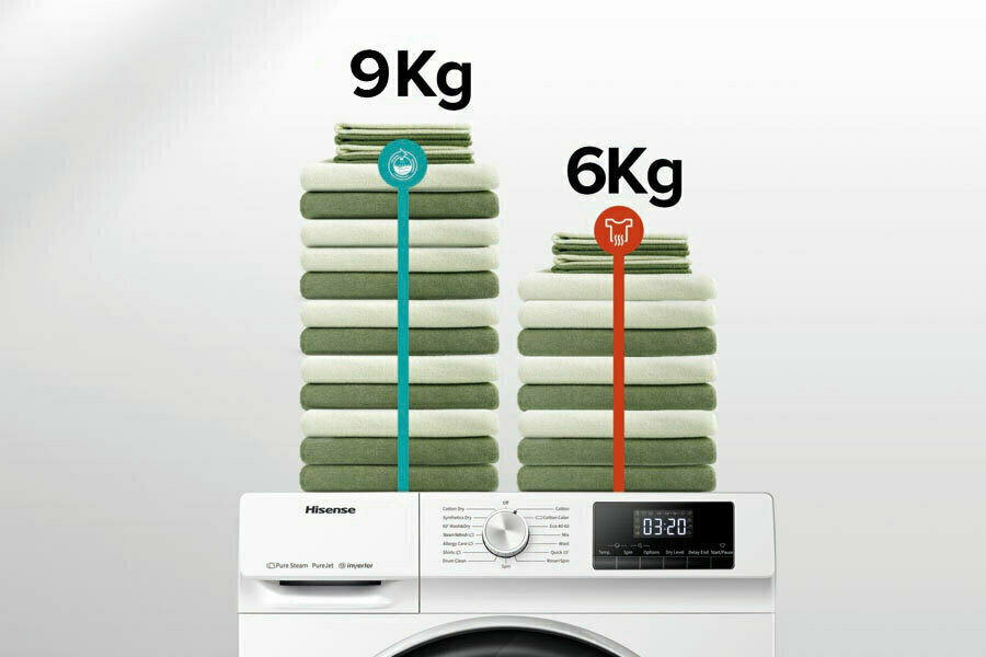 Hisense WDQY 901418 VJM Πλυντήριο-Στεγνωτήριο Ρούχων 9kg/6kg Ατμού 1400 Στροφές