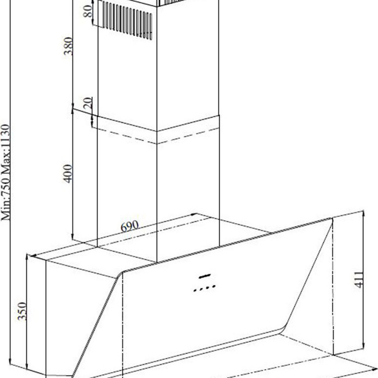 Davoline Shape 90 Απορροφητήρας Καμινάδα 90cm Λευκός