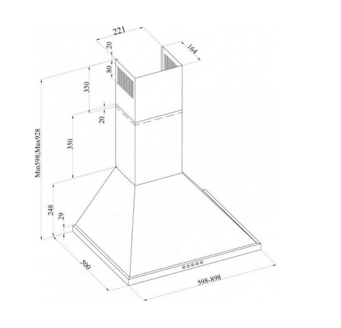 Davoline KOS HPC Απορροφητήρας Καμινάδα 60cm Μαύρος