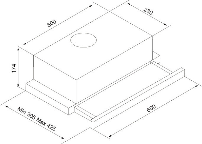 Davoline Delta GR Συρόμενος Απορροφητήρας 60cm Μαύρος