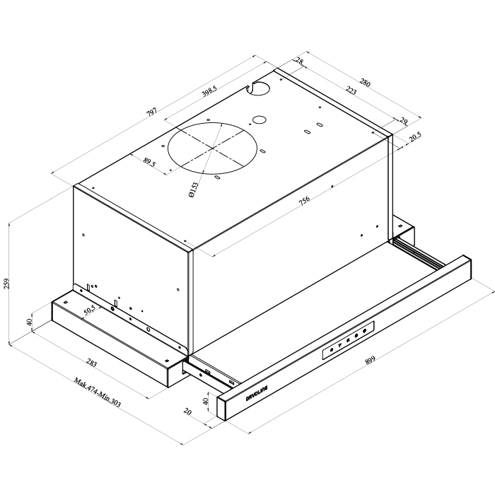 Davoline Ios Pro 90 Συρόμενος Απορροφητήρας 90cm Inox