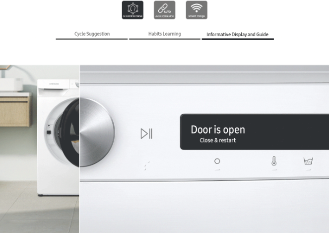 Samsung WW90T554DAW/S7 Πλυντήριο Ρούχων 9kg με Ατμό 1400 Στροφών