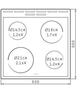 Korting KEC6A40XPG Κουζίνα 71lt με Κεραμικές Εστίες Π60εκ. Inox