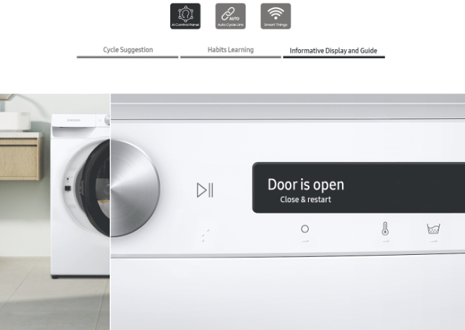 Samsung WW90T534DAX/S7 Πλυντήριο Ρούχων 9kg με Ατμό 1400 Στροφών Γκρι