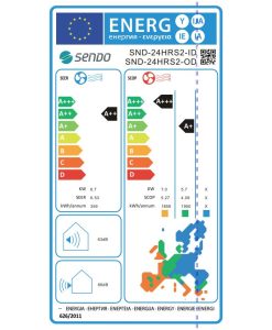 Sendo Hermes II White SND-24HRS2-ID/SND-24HRS2-OD Κλιματιστικό Inverter 24000 BTU A++/A+++ με Ιονιστή και Wi-Fi