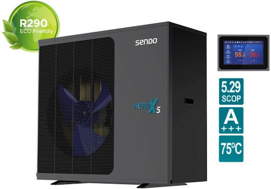 Sendo HeroXS SHP-12HXSP1 Αντλία Θερμότητας Μονοφασική 12kW 75C Α+++ R290 Και Κλιματιστικό Τοίχου Sendo Pegasus SND - 09/PGS2 Inverter 9.000 Btu