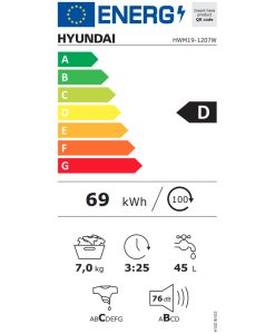 Hyundai HWM19-1207W Πλυντήριο Ρούχων 7kg 1000 Στροφών