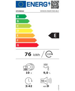 Hyundai Πλήρως Εντοιχιζόμενο Πλυντήριο Πιάτων για 10 Σερβίτσια Π44.8xY87εκ. HDW20-4560F/IN