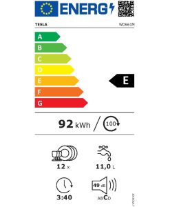 Tesla Ελεύθερο Πλυντήριο Πιάτων για 12 Σερβίτσια Π59.8xY84.5εκ. Λευκό WD661M