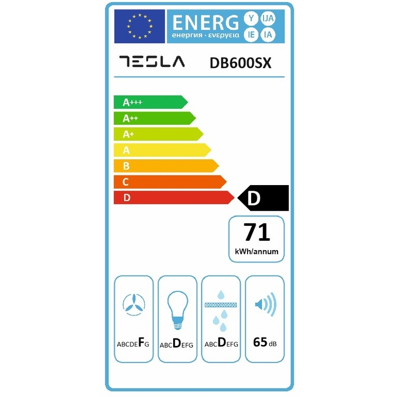 Tesla DB600SX Ελεύθερος Απορροφητήρας 60cm Inox
