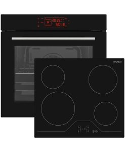 Hyundai HBIO22-75/3 TH-BX + HBIH19-04V Φούρνος άνω Πάγκου 78lt με Κεραμικές Εστίες Π59.5εκ. Μαύρος