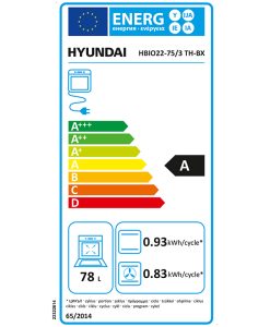 Hyundai HBIO22-75/3 TH-BX + HBIH19-04V Φούρνος άνω Πάγκου 78lt με Κεραμικές Εστίες Π59.5εκ. Μαύρος