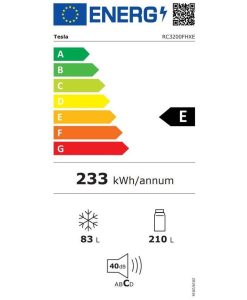 Tesla Ψυγειοκαταψύκτης 293lt Total NoFrost Υ185xΠ60xΒ60εκ. Inox RC3200FHXE