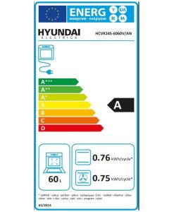 Hyundai HCVR24S-6060V/AN Κουζίνα 60lt με Κεραμικές Εστίες Π59.8εκ. Γκρι
