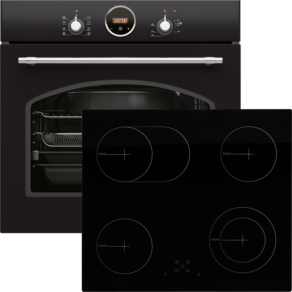 Hyundai HBIOR24S-60AN + HBIH24S-06V Φούρνος άνω Πάγκου 60lt με Κεραμικές Εστίες Π59.6εκ. Γκρι