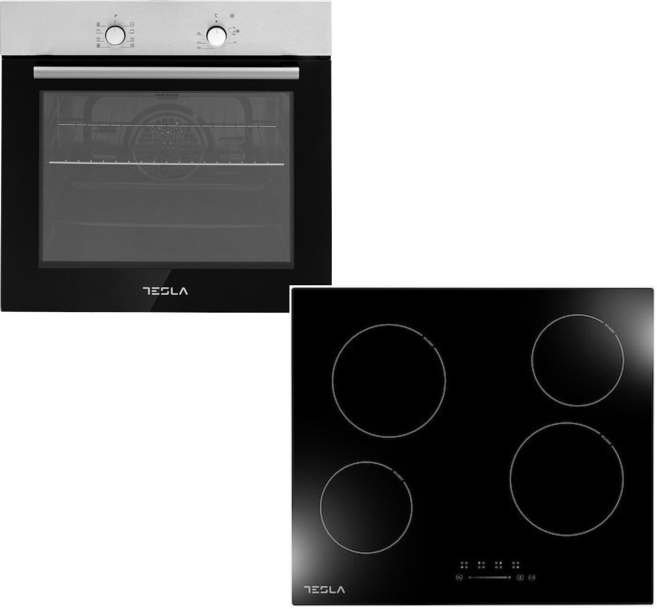 Tesla BO350SX + HV6400TB Φούρνος άνω Πάγκου 56lt με Κεραμικές Εστίες Π59.5εκ. Inox