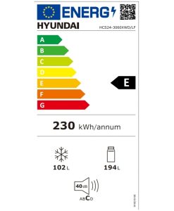 Hyundai Ψυγειοκαταψύκτης Υ185xΠ60xΒ60εκ. Inox HCS24-3060XWD/LF