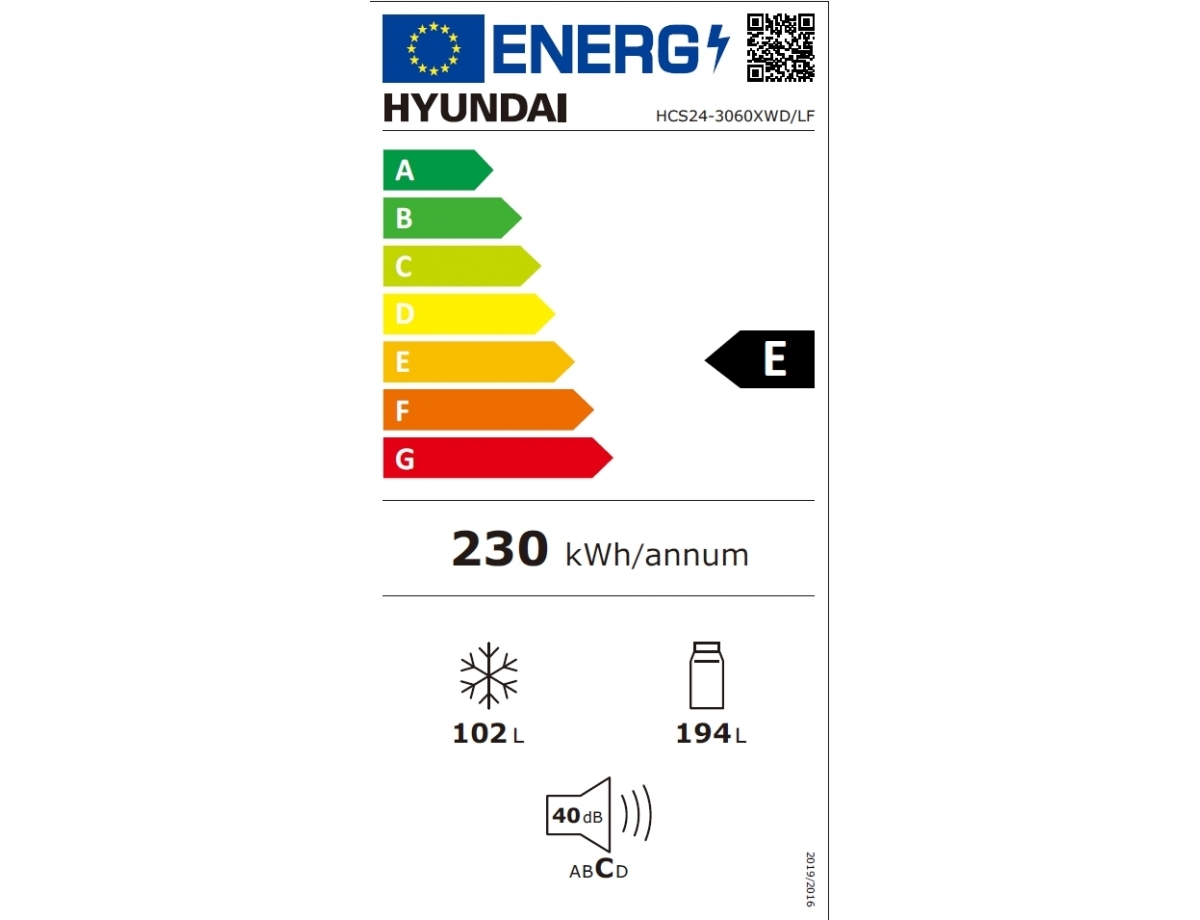 Hyundai Ψυγειοκαταψύκτης Υ185xΠ60xΒ60εκ. Inox HCS24-3060XWD/LF Hyundai Ψυγειοκαταψύκτης Υ185xΠ60xΒ60εκ. Inox HCS24-3060XWD/LF