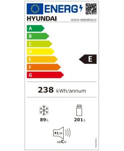 Hyundai Ψυγειοκαταψύκτης 290lt Total NoFrost Υ185xΠ60xΒ60εκ. Λευκός HCS24-4060WDG/LF