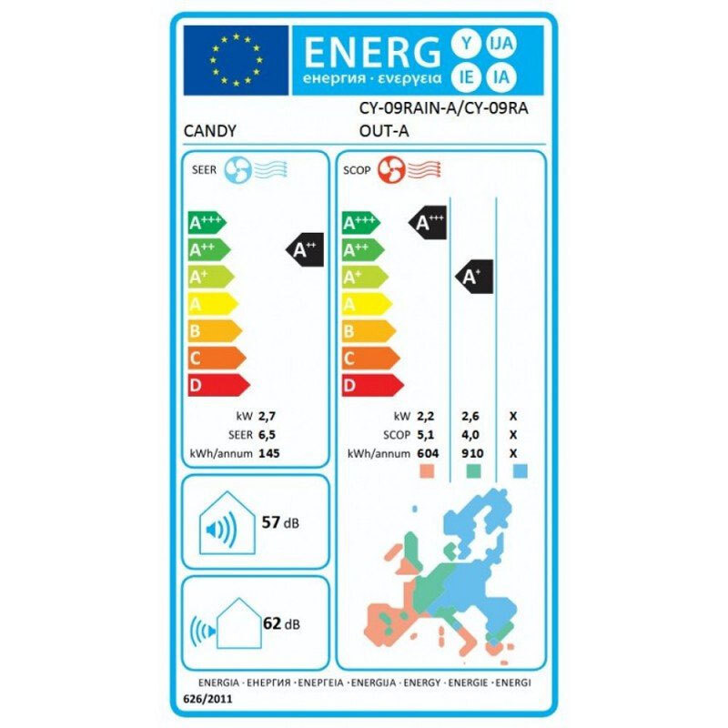 Candy Pura CY-09RA Κλιματιστικό Inverter 9000 BTU με WiFi Με Πιστοποίηση Eurovent Candy Pura CY-09RA Κλιματιστικό Inverter 9000 BTU με WiFi Με Πιστοποίηση Eurovent